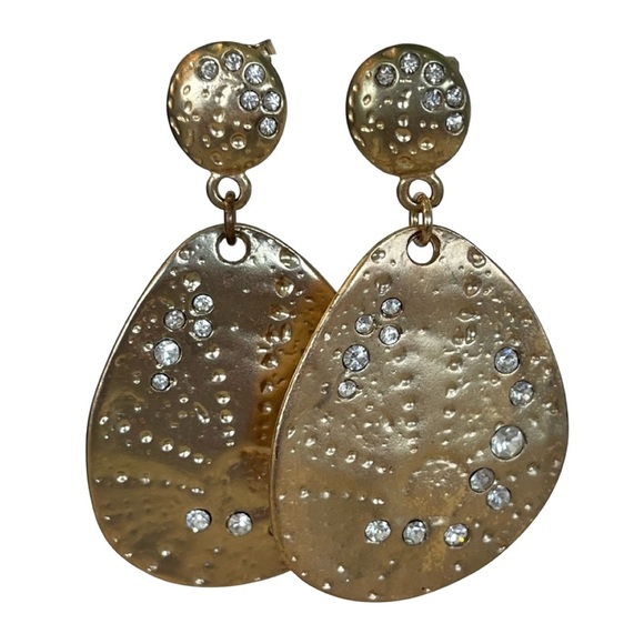 Jewelry - Gold Dangle Earrings with Crystal Accents